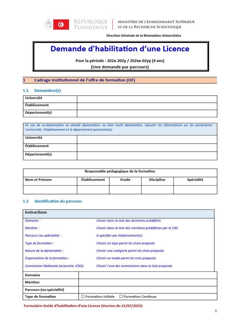 Demande d'habilitation Licence Universitaire | PDF | Pédagogie ...