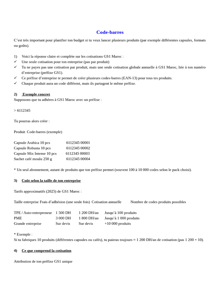 Cotisations GS1 Maroc pour codes-barres | PDF | Maroc | Code-barres