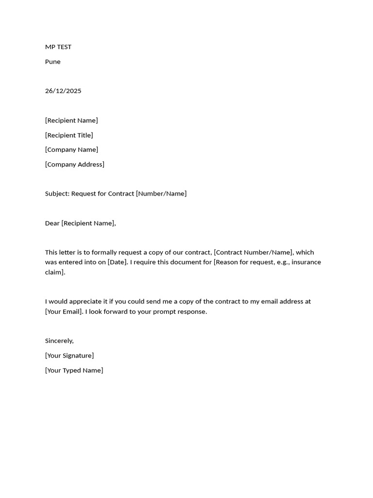 Contract Request Letter Template | PDF