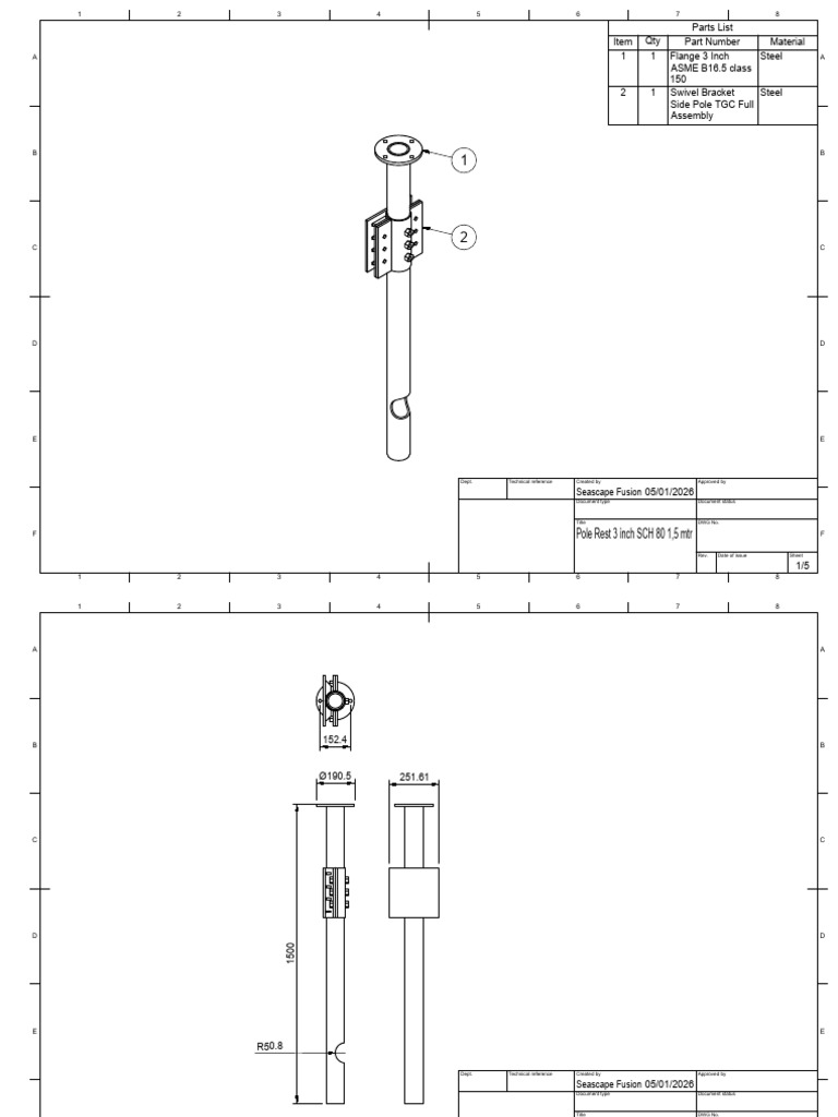 Pole Rest 3 Inch SCH 80 1,5 Mtr Drawing v2 | PDF | Plumbing