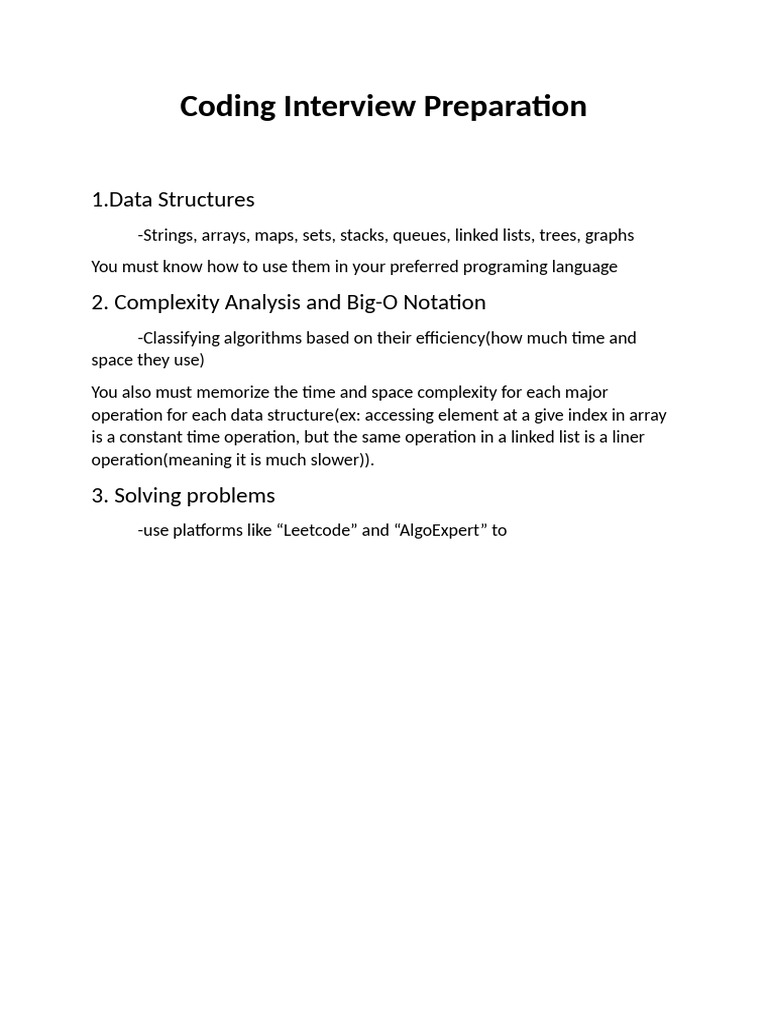 Coding Interview Preparation | PDF