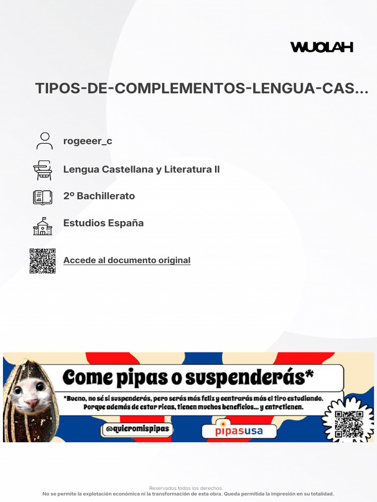 Tipos de Complementos en Lengua Castellana | PDF | Asunto (gramática ...