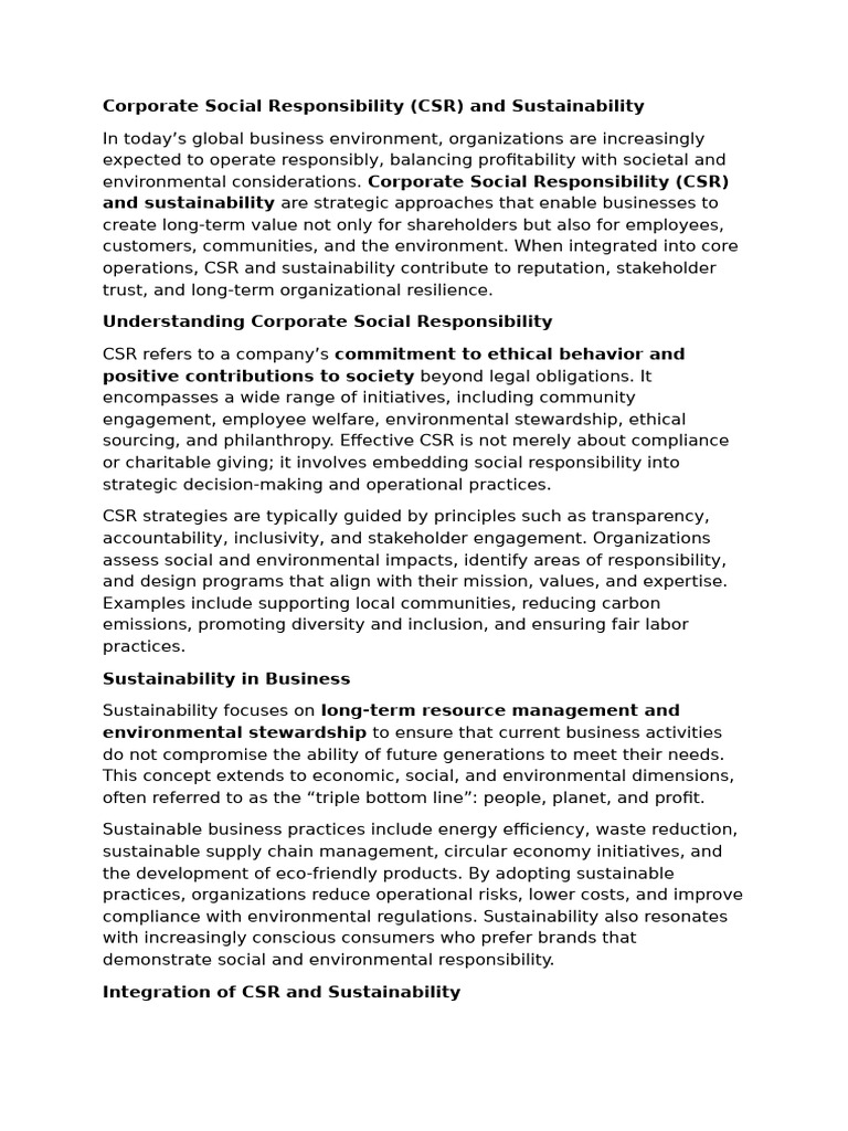 Corporate Social Responsibility | PDF | Corporate Social Responsibility ...