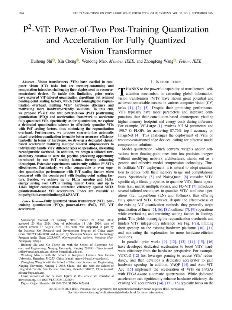P2-ViT: Efficient Quantization for ViTs | PDF | Applied Mathematics ...
