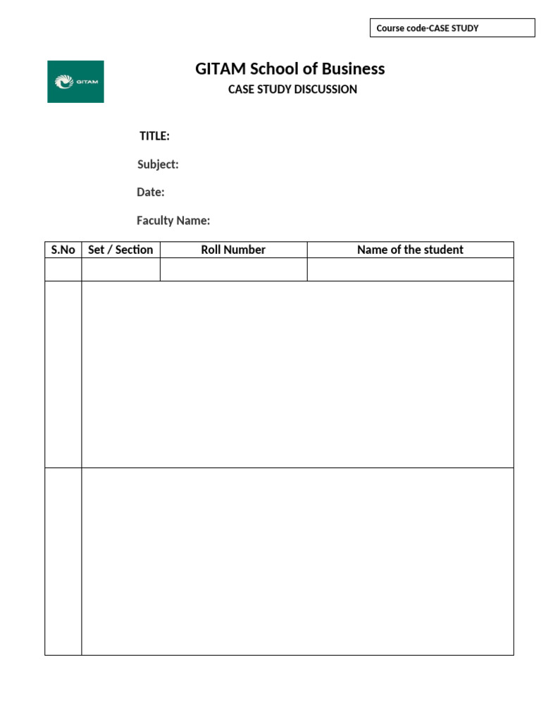 GITAM Business Case Study Details | PDF