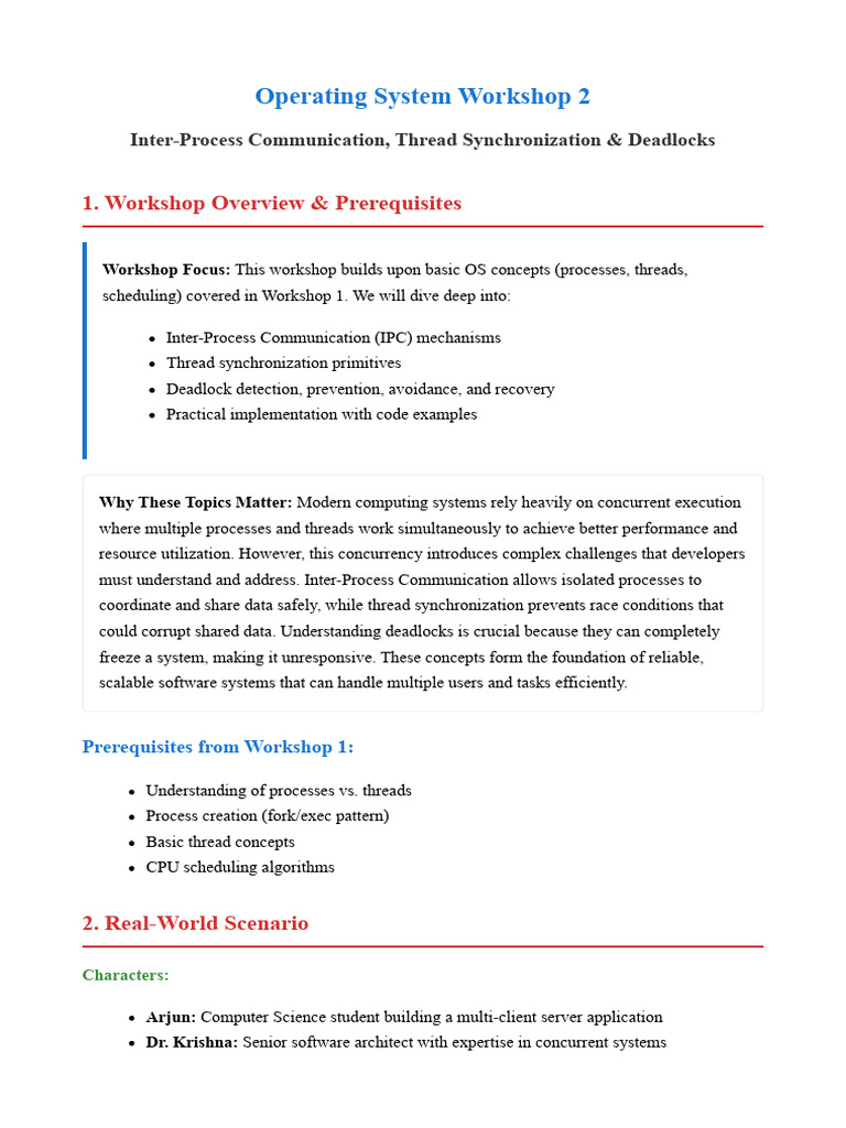 IPC and Thread Synchronization Workshop | PDF | Process (Computing ...