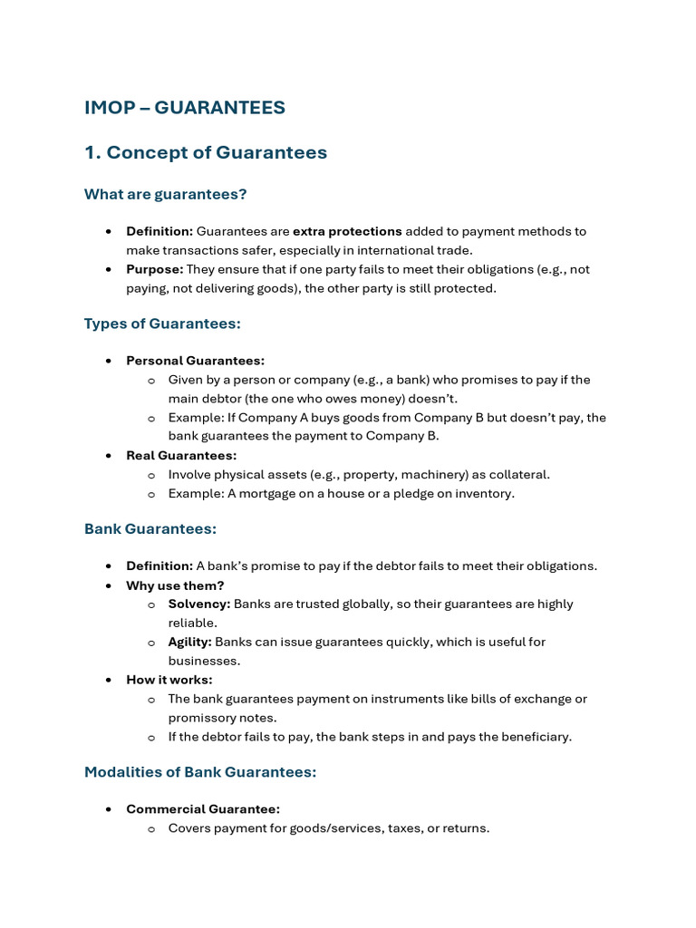 Understanding Payment Guarantees in Trade | PDF | Guarantee | Surety