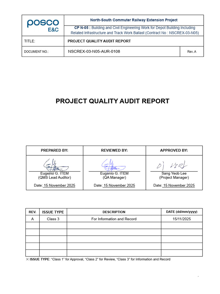 NSCREX-03-N05-AUR-0108_Project Quality Audit Report (HCC) | PDF | Audit ...