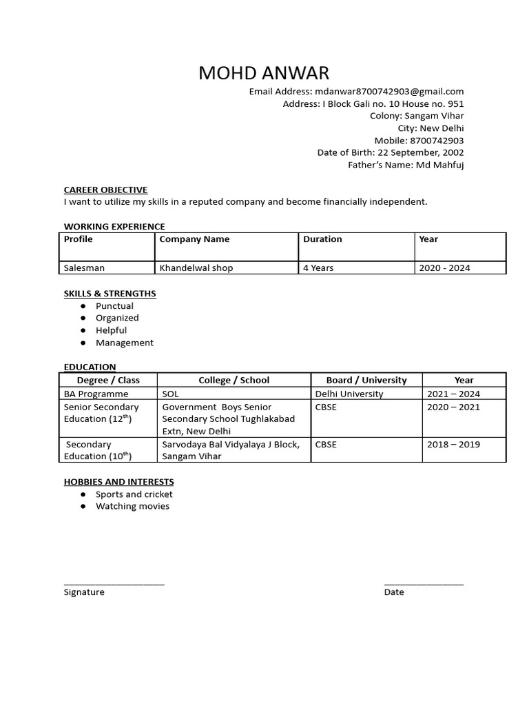 Mohd Anwar's Resume Overview | PDF
