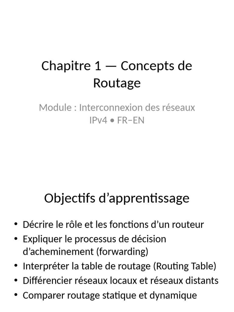 Concepts de routage et tables IP | PDF