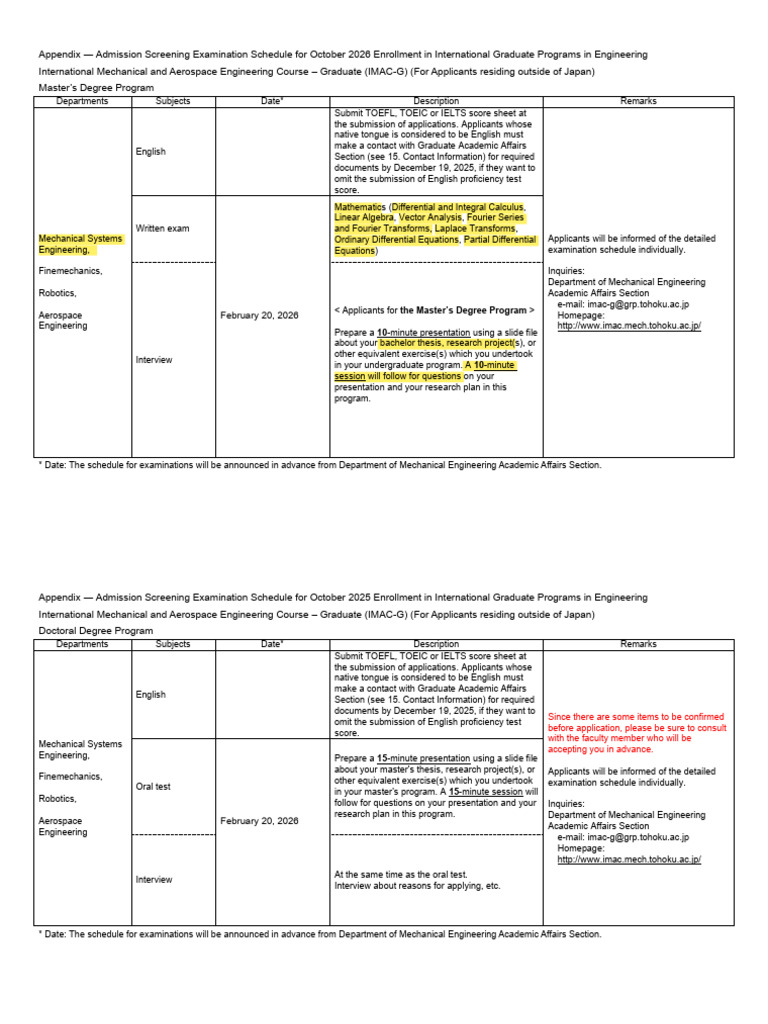2026 IMAC-G Int Appendix 251021 | PDF | Postgraduate Education ...