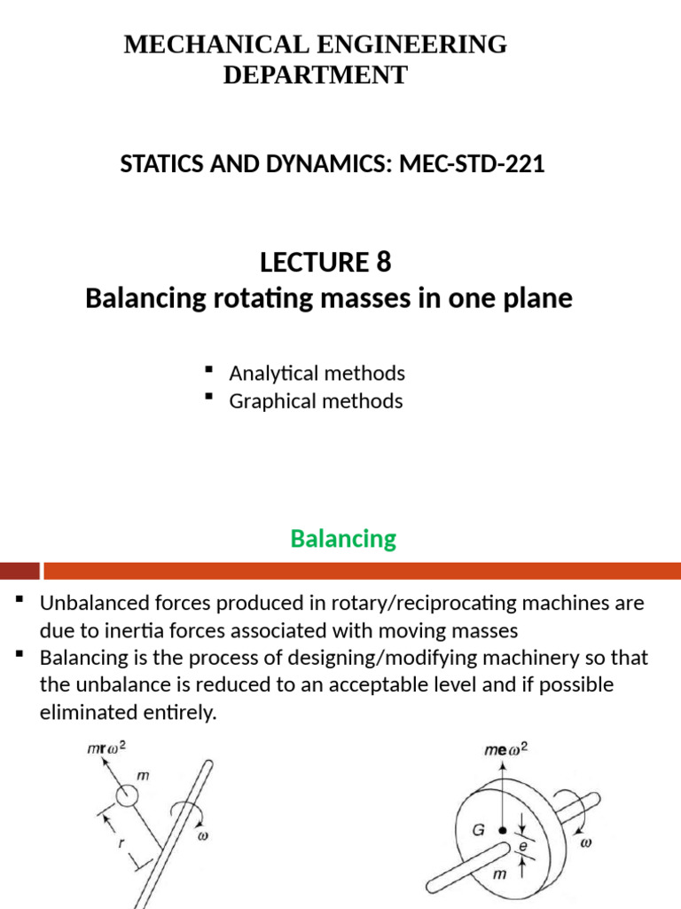 Balancing Rotating Masses Techniques | PDF | Rotation | Force