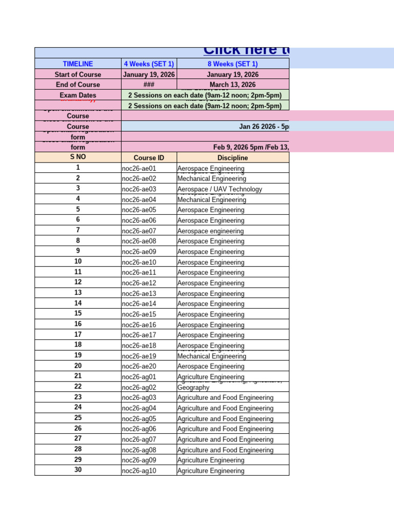 Course Timeline and Exam Dates 2026 | PDF | Biological Engineering ...