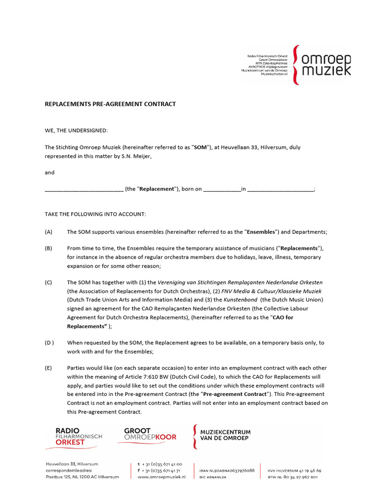 2026 Pre-Agreement Contract (Fillable) | PDF | Employment | Taxes