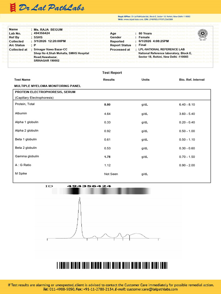 Multiple Myeloma Test Report Summary | PDF | Multiple Myeloma ...