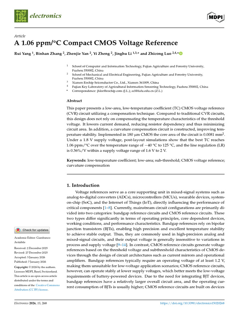 Electronics 15 00268 | PDF | Bipolar Junction Transistor | Cmos