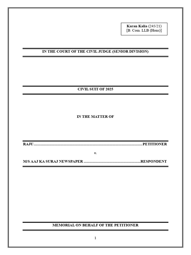 Final Karan Memo | PDF | Defamation | Damages