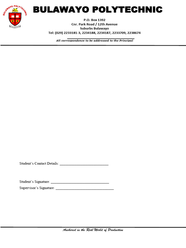 Industrial Attachment Confirmation Form | PDF