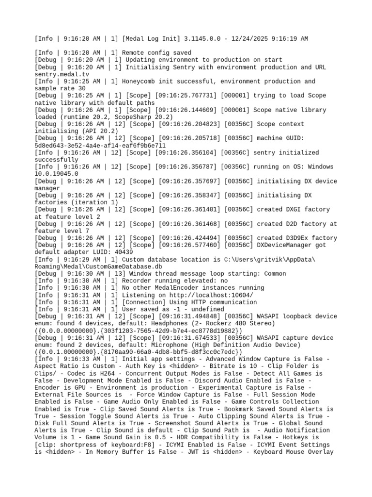 Medal App Initialization Log 3.1145 | PDF | Headphones | Computer Keyboard