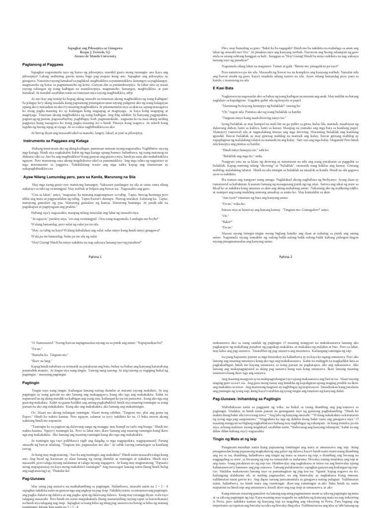 Sapagkat ang Pilosopiya ay Ginagawa, Ferriols | PDF