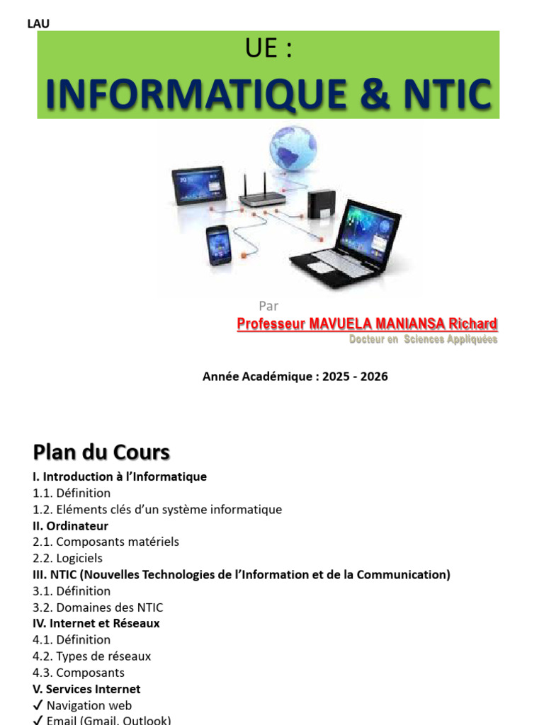 Introduction à l'Informatique et NTIC | PDF | Technologies de l ...