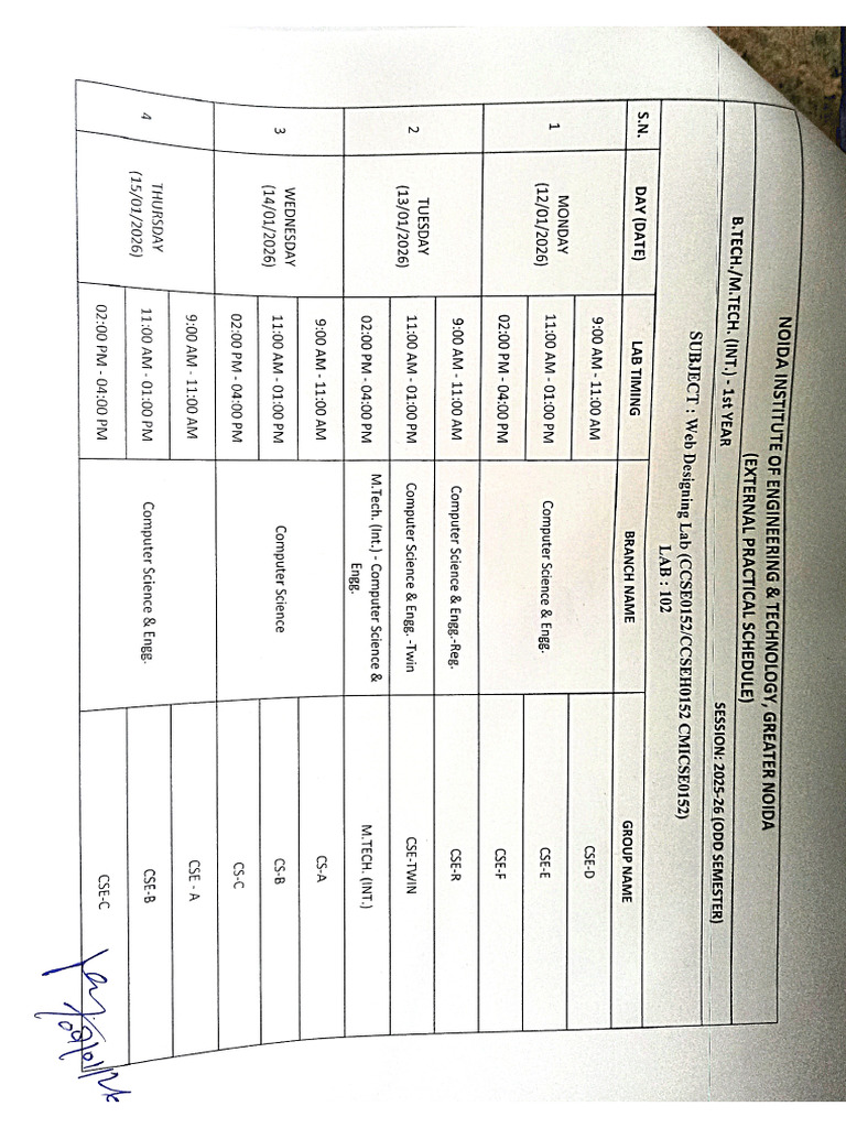 Web Designing Lab Schedule | PDF