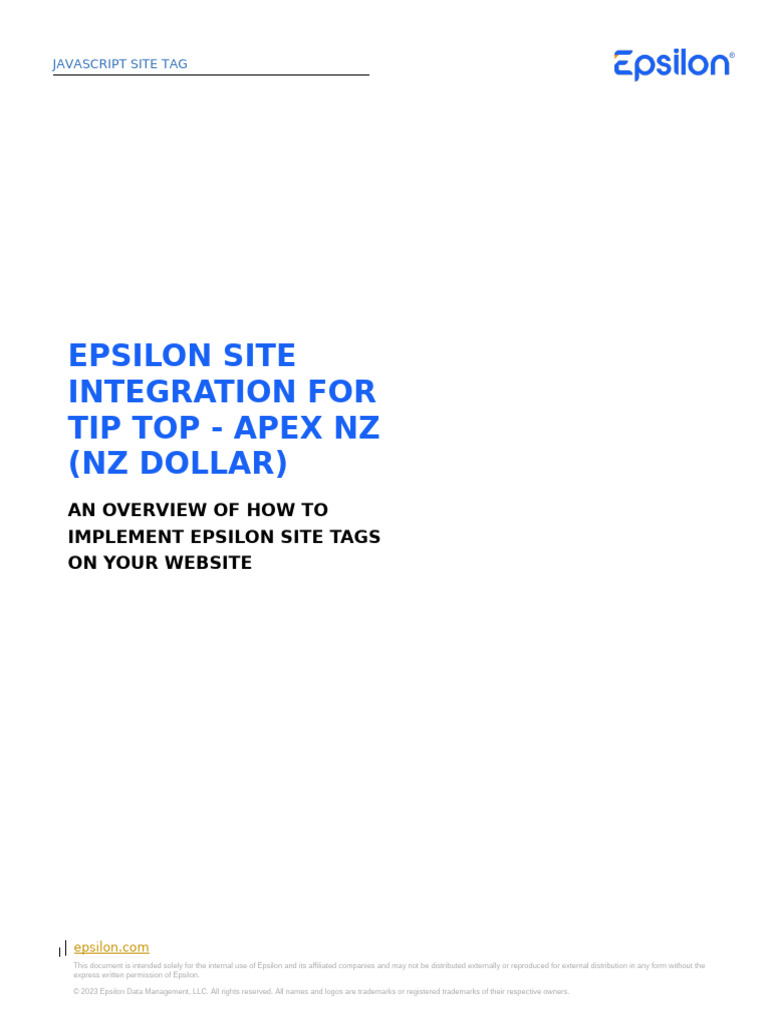 Epsilon Site Tag Integration Guide | PDF | Computing | World Wide Web