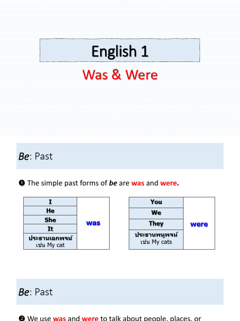 Understanding Was and Were in English | PDF