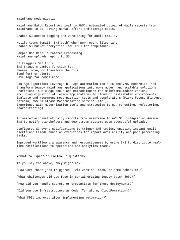 Mainframe Report Archival to AWS S3 | PDF