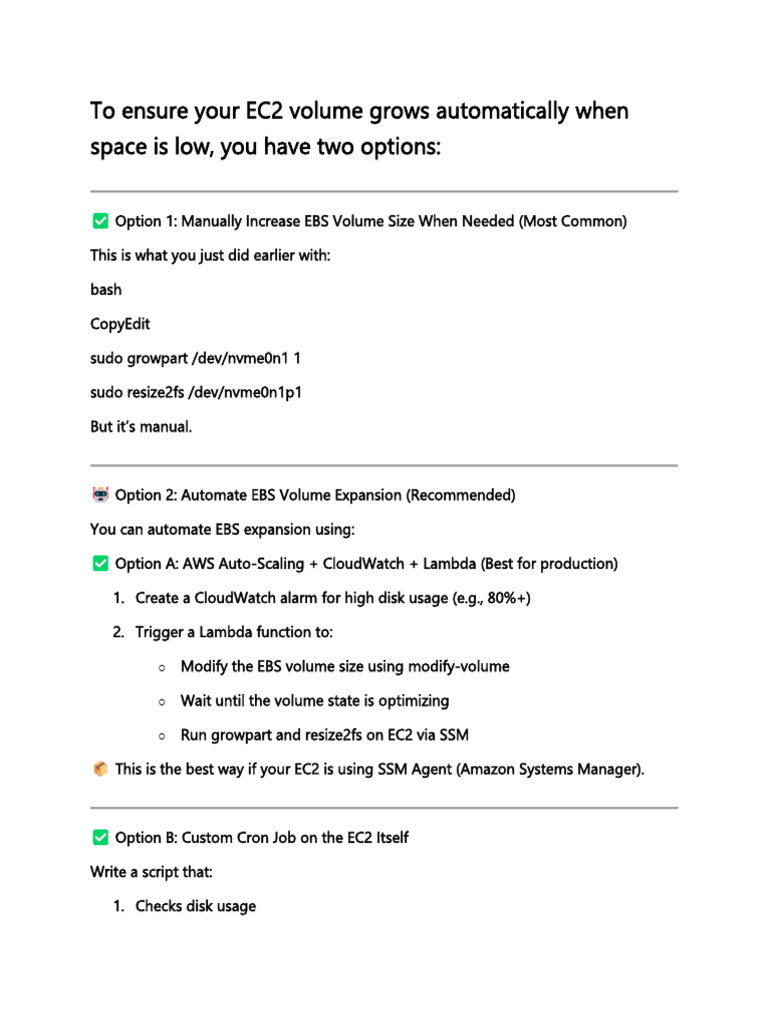 Aws Auto EBS Volume Increase Guidelines Steps | PDF | Computer Science ...