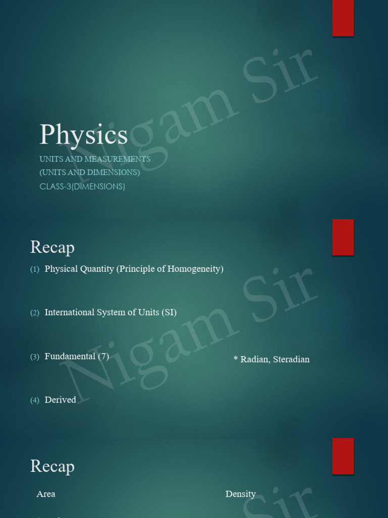 Understanding Physics Units and Dimensions | PDF | International System ...
