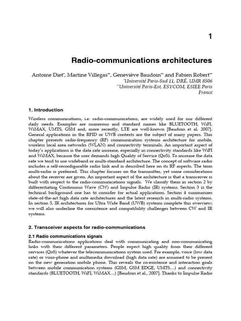 Radio-Communications System Architectures | PDF | Antenna (Radio) | Radio