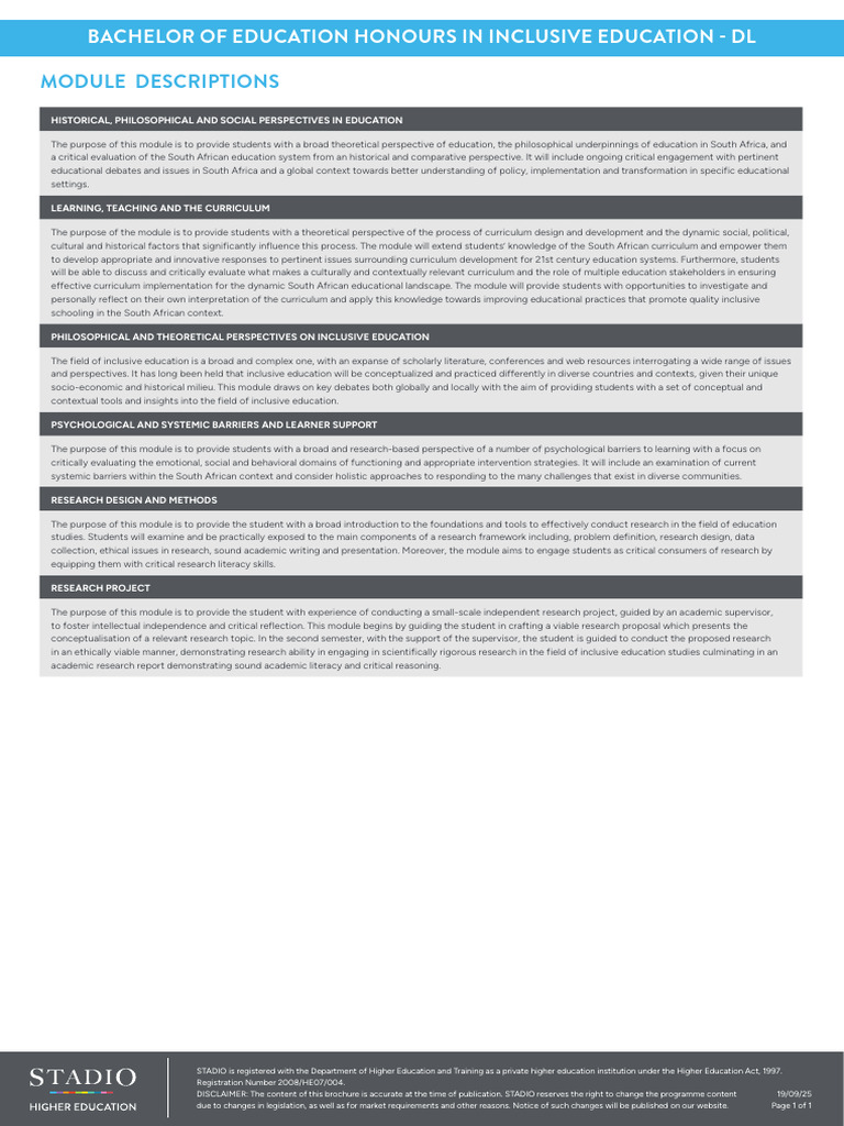 Bachelor of Education in Inclusive Education | PDF | Inclusion ...