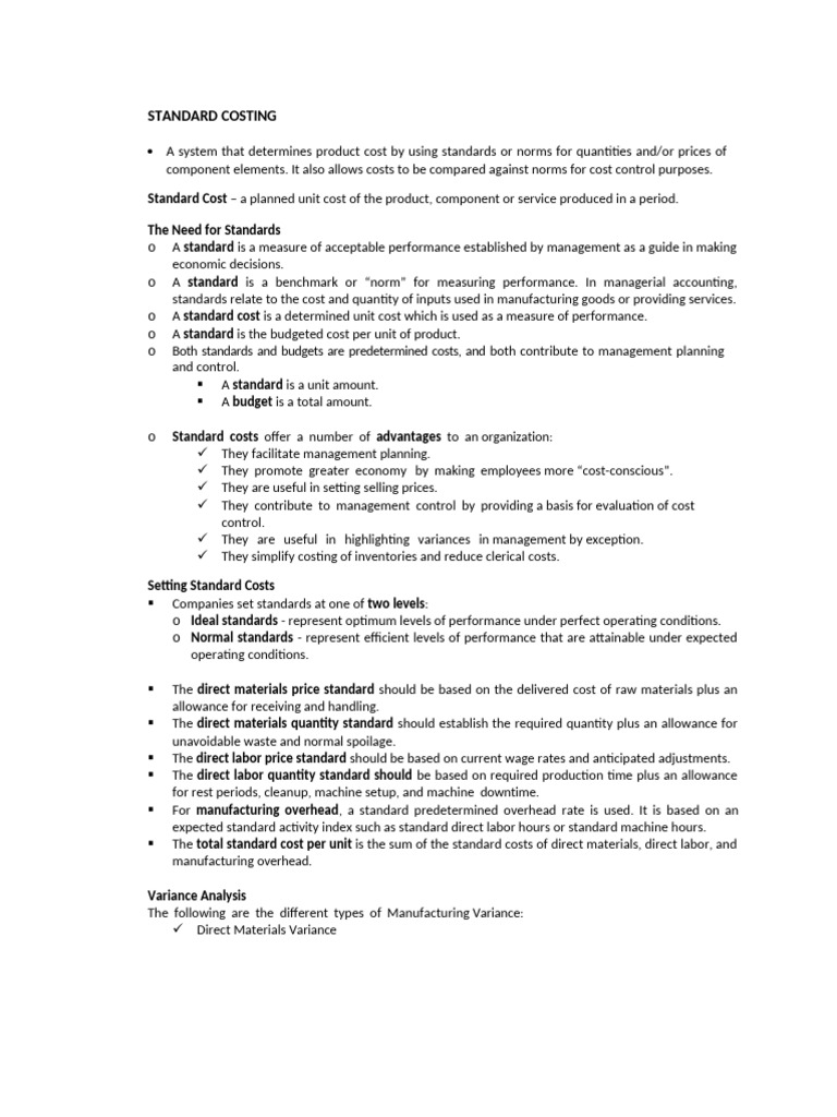 Understanding Standard Costing Methods | PDF | Inventory | Cost Accounting