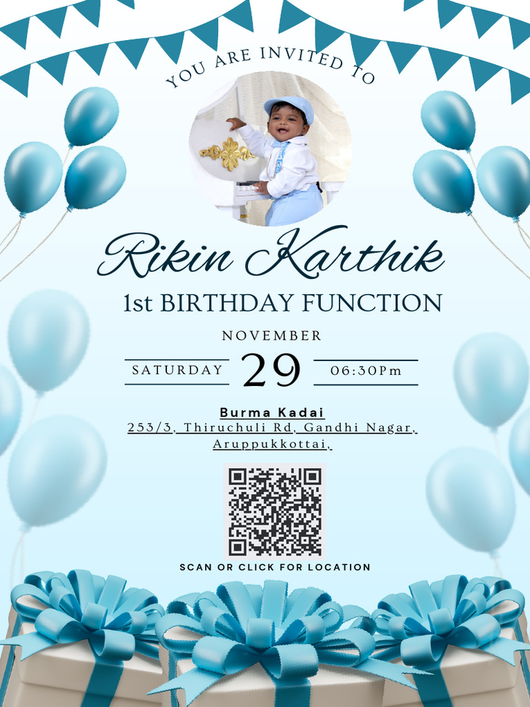 Rikin First Birthday Invitation1 | PDF
