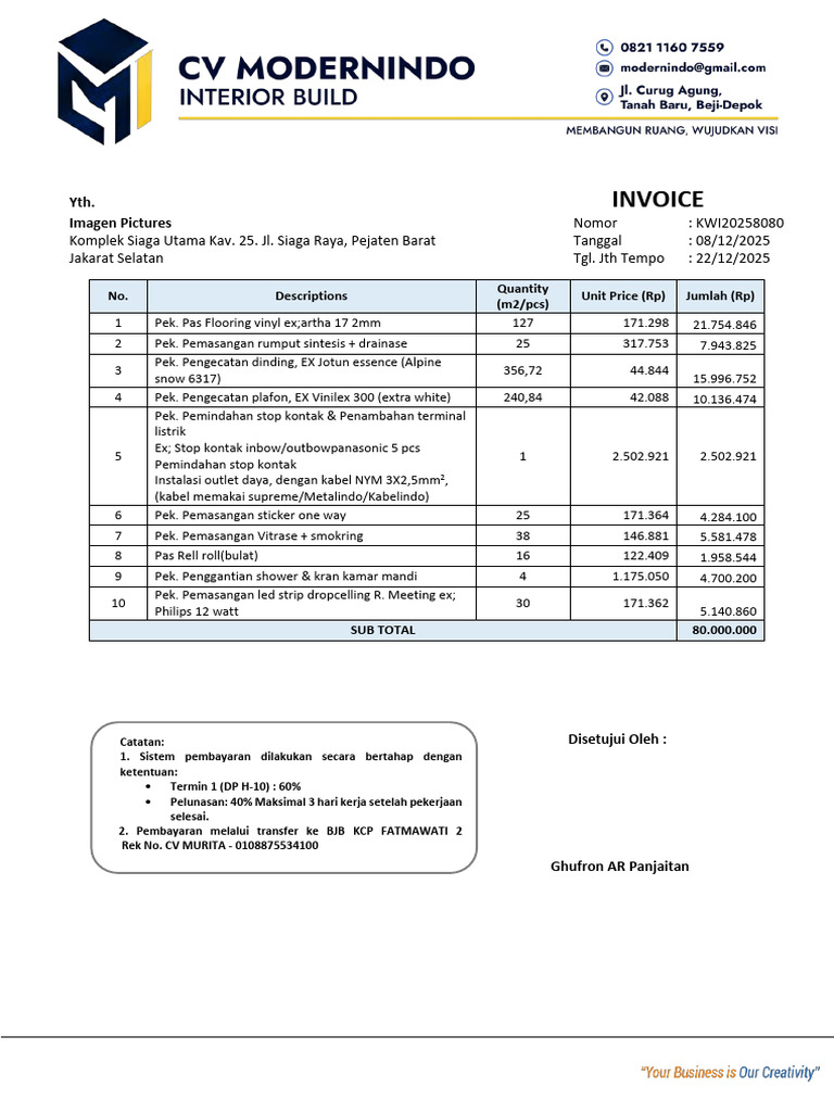 Invoice Pekerjaan Renovasi 2025 | PDF