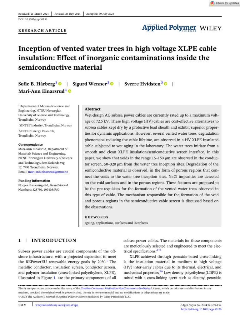 Vented Water Trees in HV XLPE Cables | PDF | Transmission Electron ...