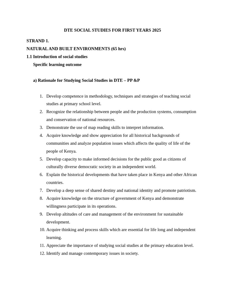DTE Social Studies Curriculum Overview 2025 | PDF | Learning | Pedagogy