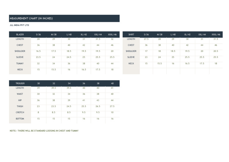Measurement Chart | PDF