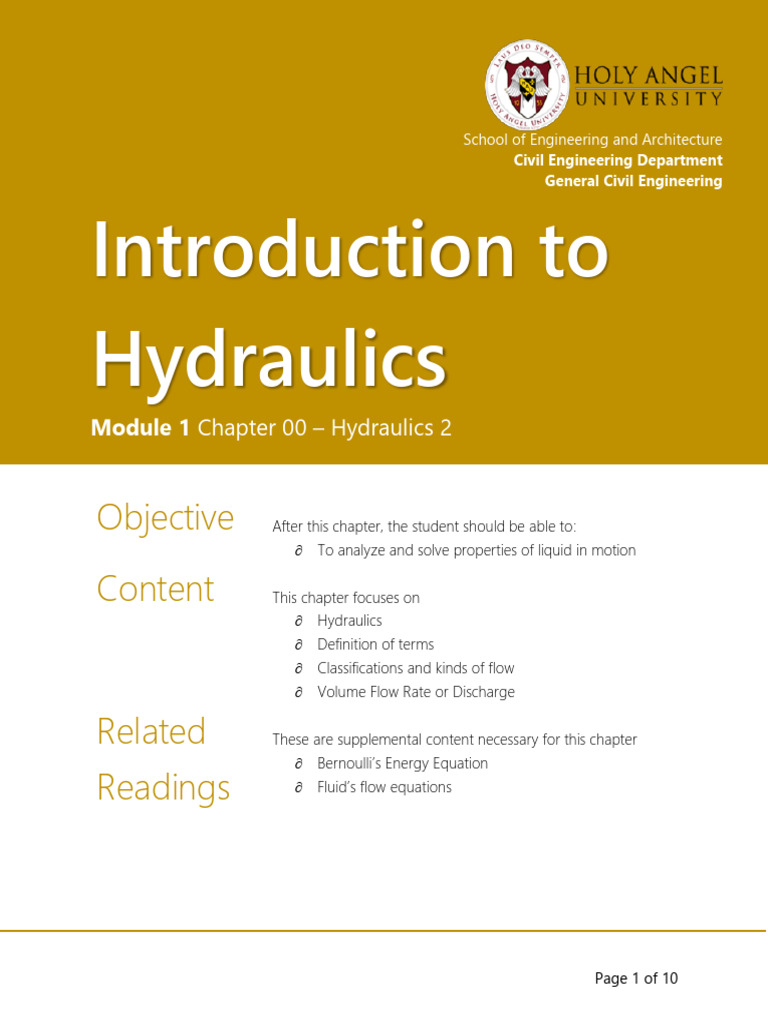 HYDRAULICS2+Chapter+00+Introduction+to+Hydraulics | PDF | Fluid ...