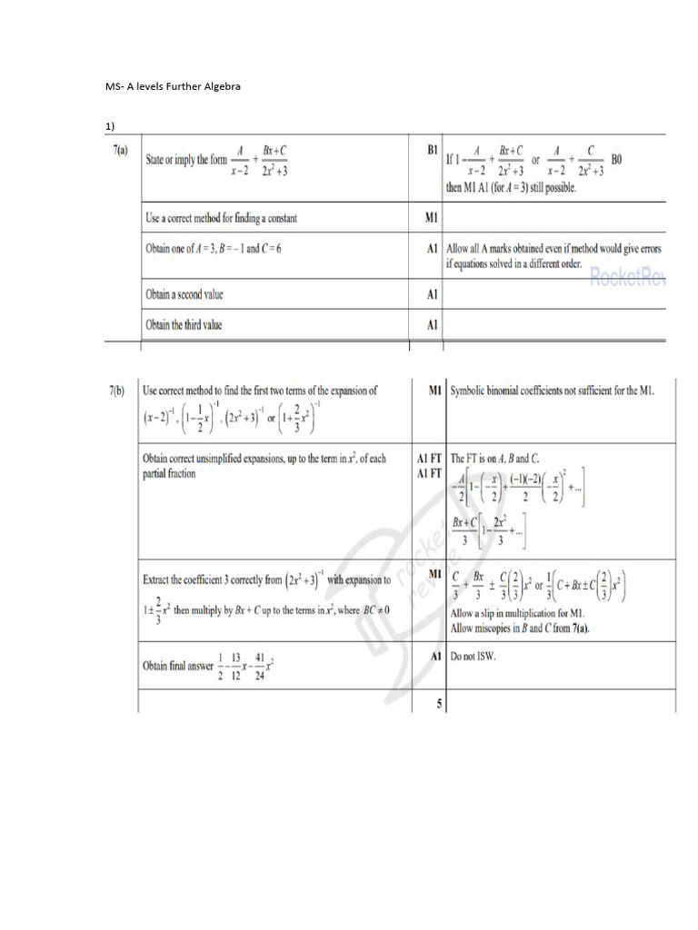 A Level -MS-Further Algebra Worsksheet | PDF