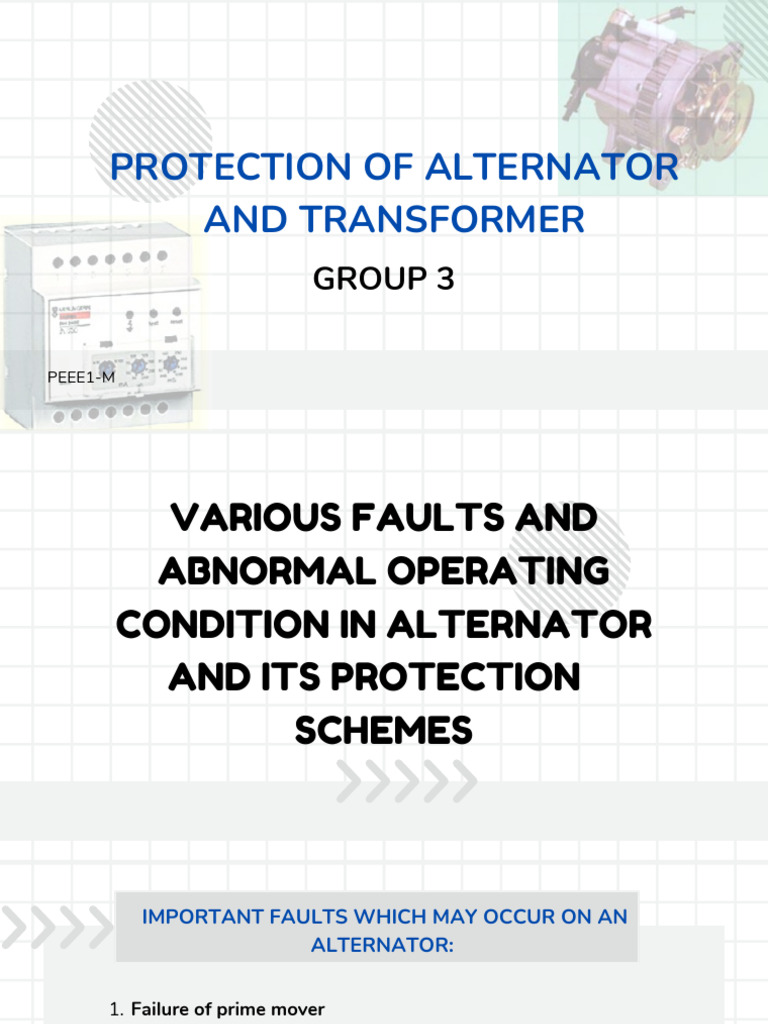 Alternator and Transformer Fault Protection | PDF | Transformer ...