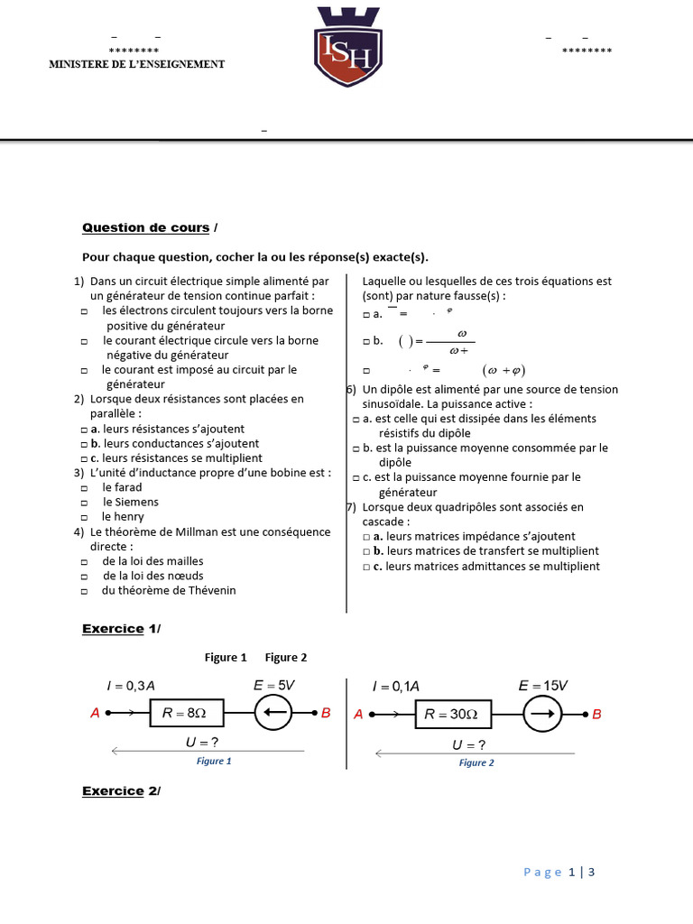 TD Électronique de Base - Mécatronique 2025 | PDF | Puissance (physique ...