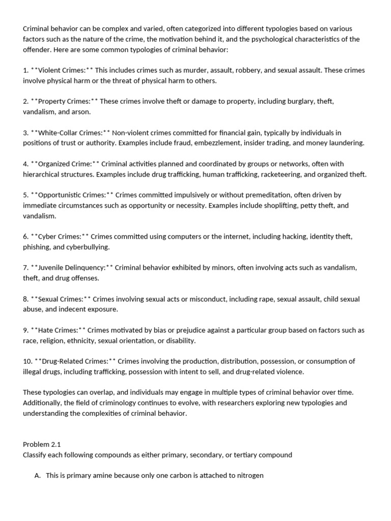 Criminal Behavior Can Be Complex and Varied | PDF | Crimes | Crime ...