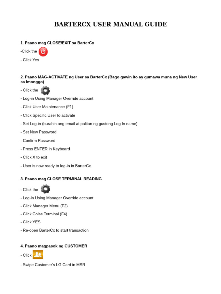 LGC-BarterCx Training Manual | PDF