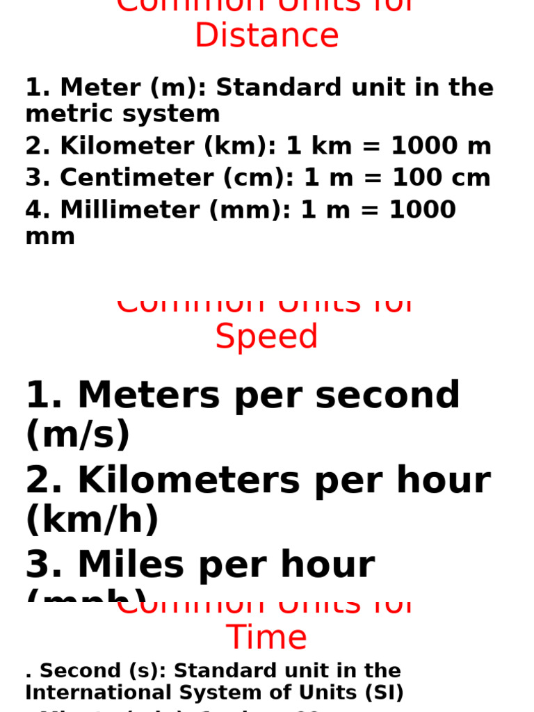 Units of Distance, Speed, Time & Acceleration | PDF | Acceleration ...