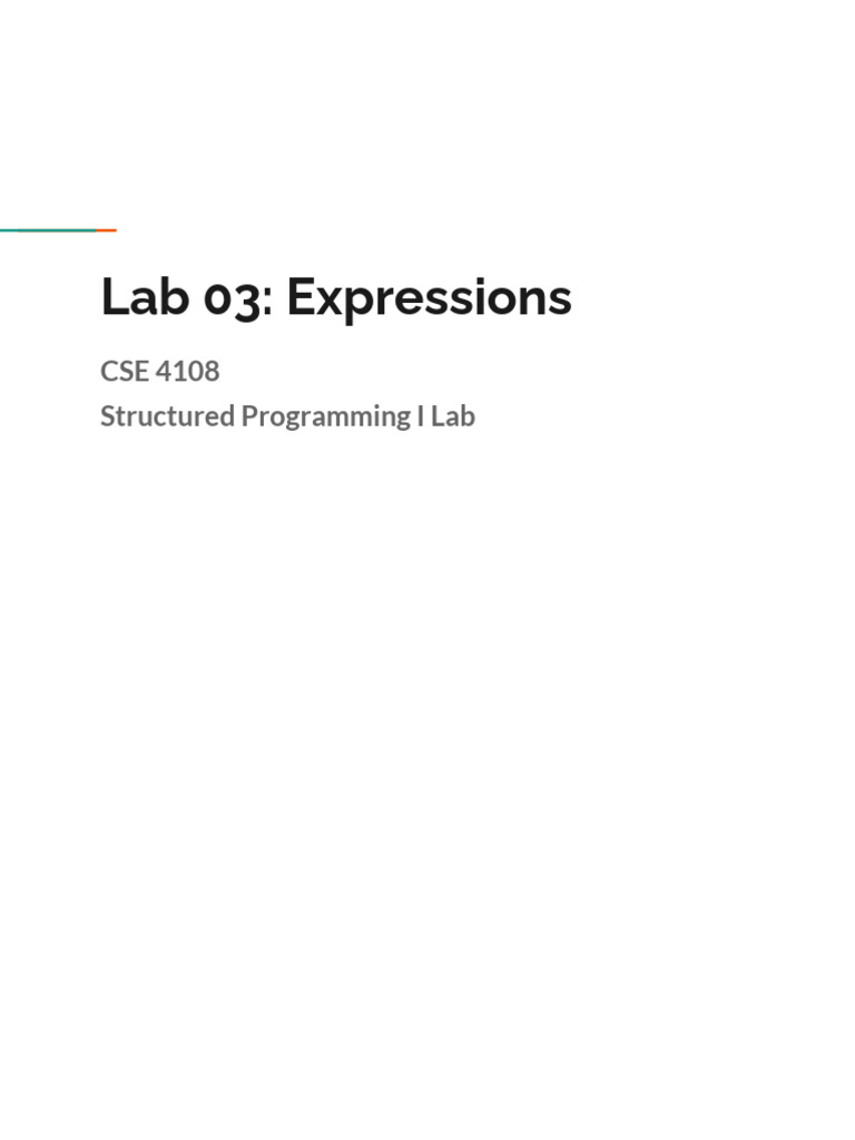 C Programming Lab: Expressions Tasks | PDF | Arithmetic | Computer ...