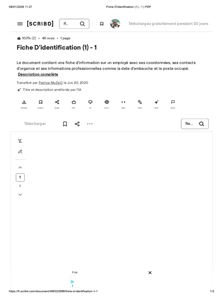 Fiche d'identification employé | PDF | Informatique