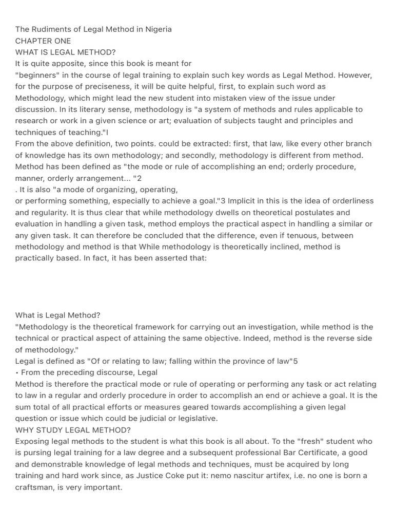 Understanding Legal Method in Nigeria | PDF | Sovereignty | Methodology