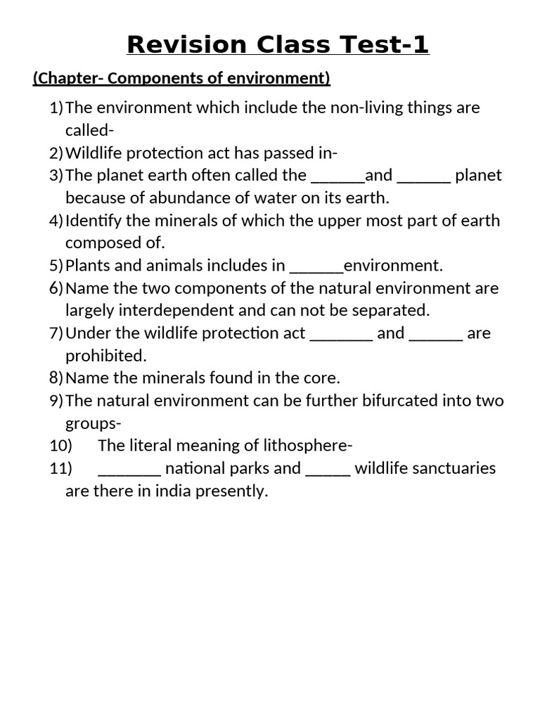 Class Vii Revision Test Questions Chapter 1 | PDF